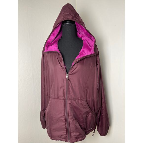 Eddie Bauer Women's Hooded Winter Gorpcore Streetwear Teddy Jacket Purple 2XL - Picture 1 of 13